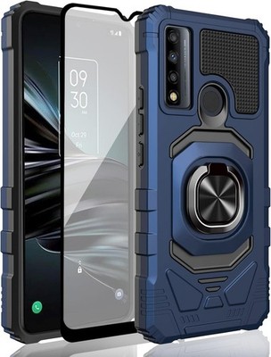 Blue Shock-Absorbent Case for TCL 30XE 5G - Kickstand & Magnetic Car Mount Ready