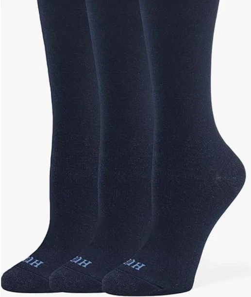 Hue One Size Ladies 64% Cotton Jeans Socks in Navy - SIX PAIRS