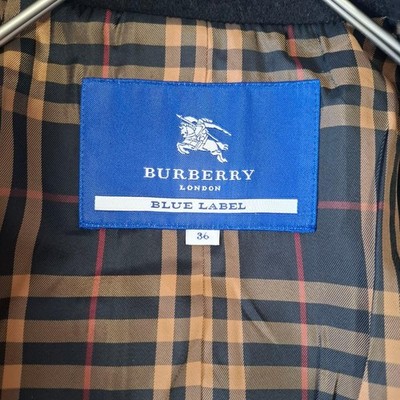 BURBERRY BLUE LABEL Angora Blend Wool Coat Double-Breasted Long