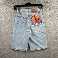 Vintage Levis 550 Relaxed Fit Shorts Kids Youth 12 Medium Wash 1990s Made USA