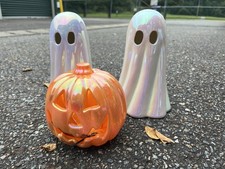 Halloween Ghost Pumpkin Trio Decor W/Led Lights Indoor Outdoor