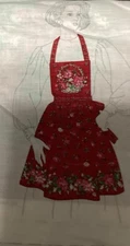 Christmas Apron Cut & Sew VIP Fabric Kit Red Holly Craft Pre-Cut Vintage Floral