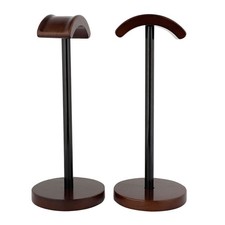 Desktop Headphone Stand Walnut Wood And Aluminum Headset Holder Heavy Base For