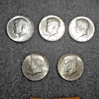 Lot of Five 1964 Kennedy Half Dollar Coins 90% Silver, Circulated lot #1