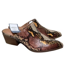 Universal Thread Tobi Heels Women's 8 Brown Snake Print Mules Memory Foam Slip