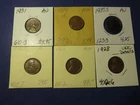 6  LINCOLN HEAD PENNYS ALL AU COND. SEE DESCRIPTION  ** 417-6