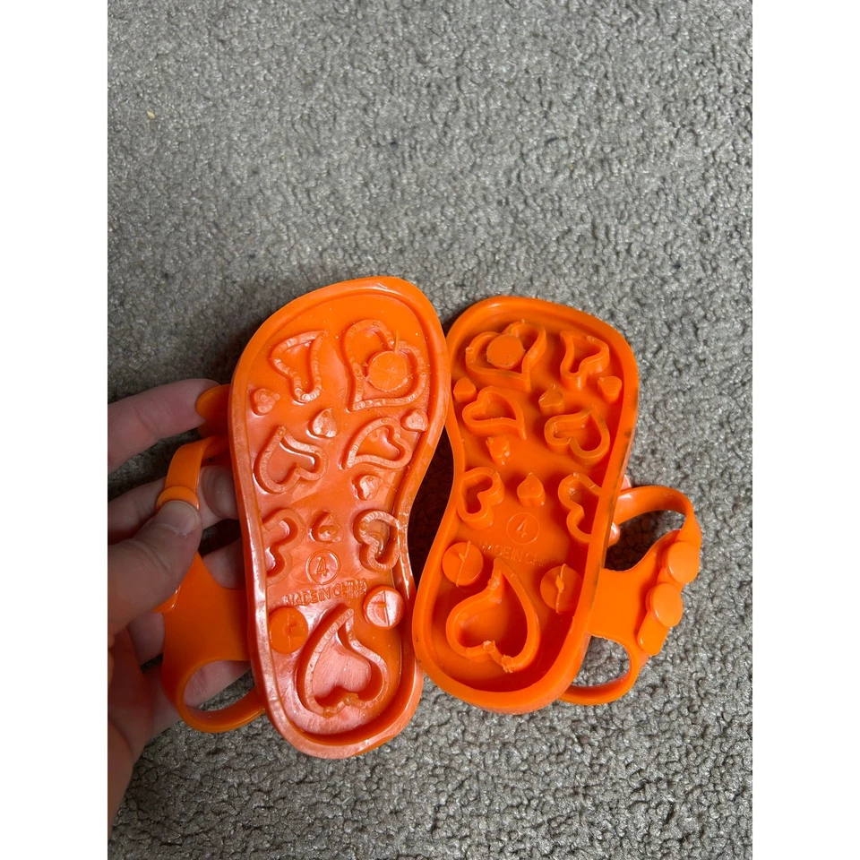 Sandalias de gelatina con flores naranja escalones talla 4 para niñas pequeñas Foto 2 de 4