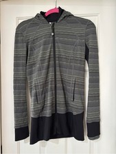 Lululemon Longline Hooded Full Zip Jacket Womens Size 6 Gray Green Space Dye