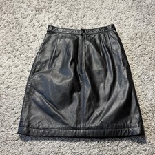 Wilsons Leather Vtg 90s Y2K Black Leather Skirt Womans Sz 4 Minimalist