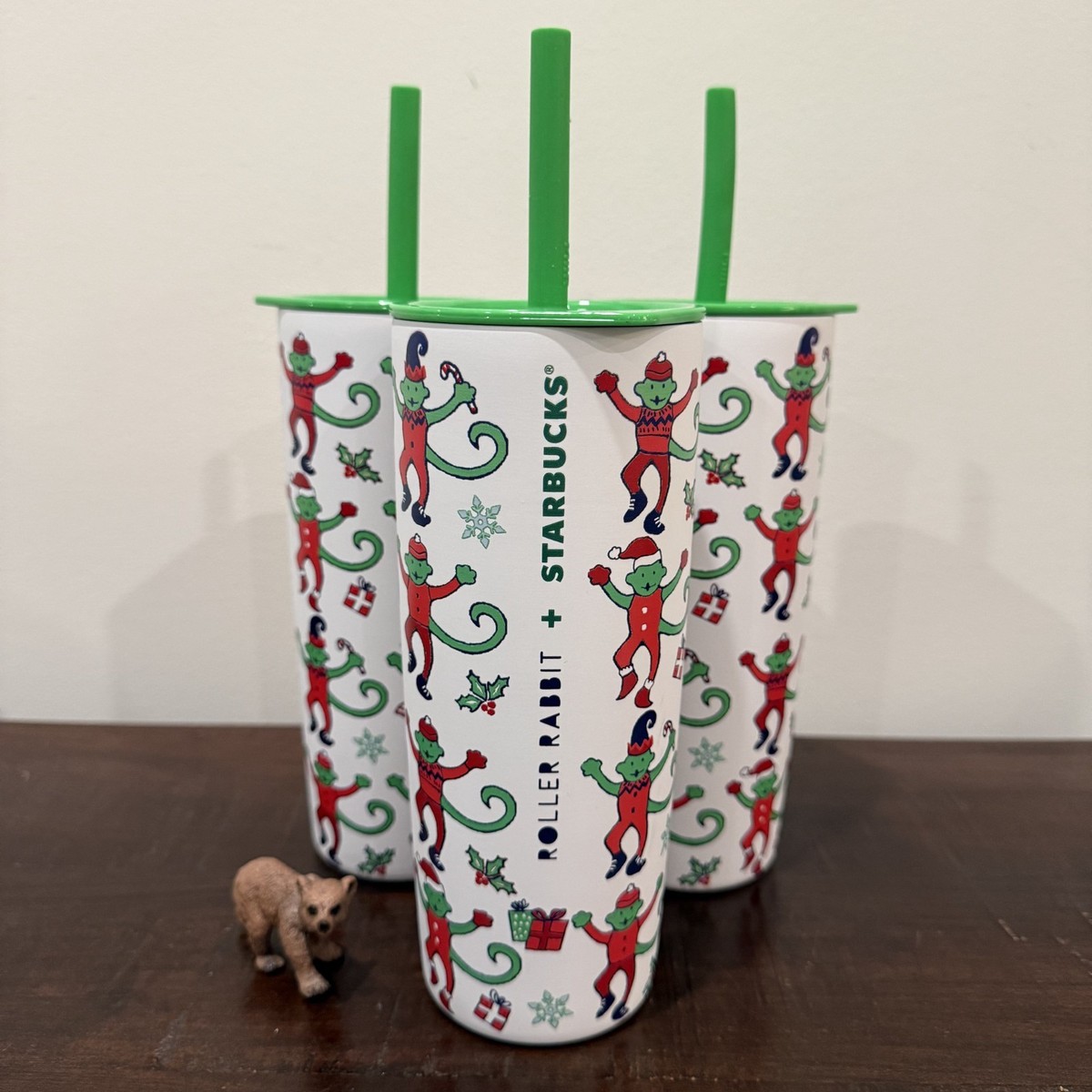 Starbucks Roller Rabbit Stainless Steel Tumbler Cup Green Monkey