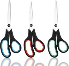Scissors, 3-Pack 8" Heavy Duty Scissors with Ultra Sharp Blades and Comfort Grip