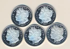 LotOf 5 1889-CC  Morgan Dollar Copies From The US Comemorative Gallery 25.5Gr Ea