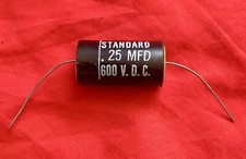 .25 uF 600V Capacitor STANDARD Black Mylar Vintage Axial lead test/work@600V NOS
