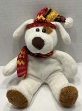 Animal Alley Plush White Dog In Colorful Knit Scarf And Hat Toys R Us Exclusive