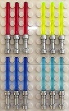    NEW LEGO Star Wars - 12X Lightsabers in 4 Colours - Silver hilts