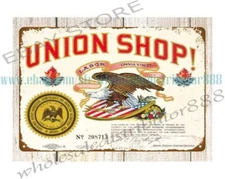 UNION SHOP metal tin sign living room bathroom wall art