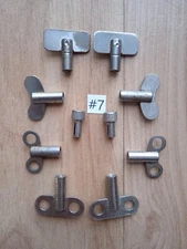 #7 Lot 10 vintage wind-up winding alarm clock keys round hole Steampunk