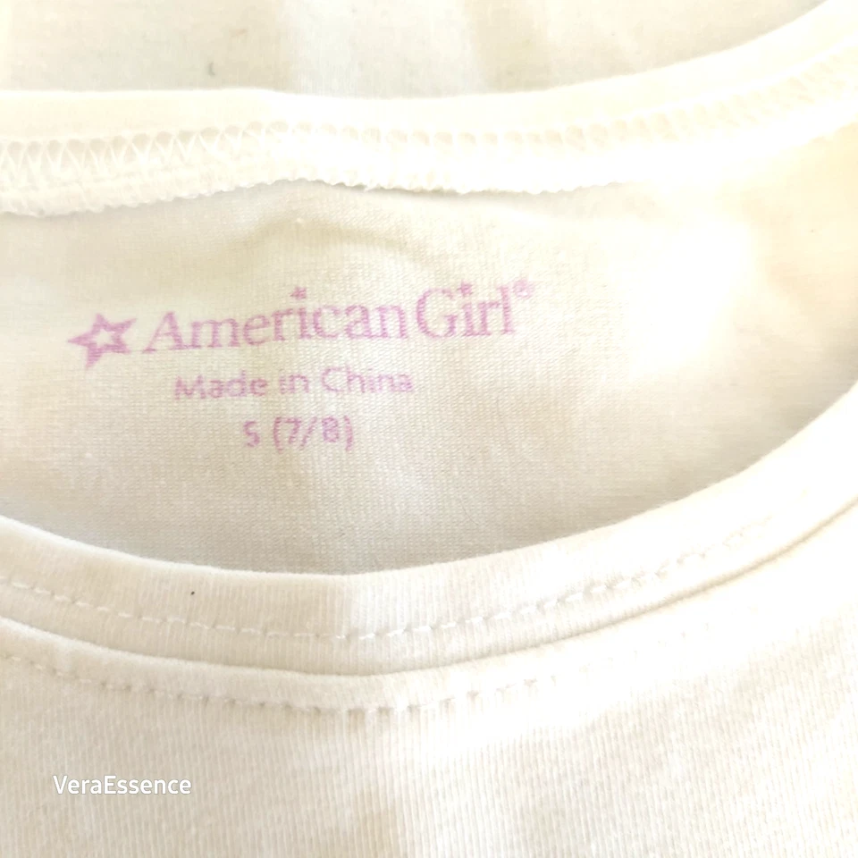 AMERICAN GIRL WHITE T-SHIRT Doggy Applied Bow EXPRESS YOUR STYLE SZ S (7/8) - Image 4 of 4