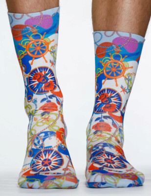 Herren WIGGLESTEPS Socken - One Size (Gr. 41/46) - Motiv: 04852 - Maritim Weiß 2