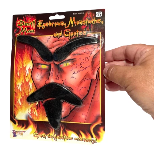 Disfraz de hombre diablo pelo facial falso pegado cejas bigote perilla barba negra Foto 4 de 4