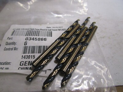 #1 HSS 135° Split Point Black and Gold Finish FMT  Jobber Drill QTY 6