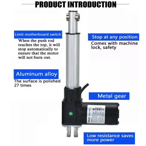 24V 6000N Electric Linearantrieb 600MM 1000MM Linear Actuator Schwere Leistung - Afbeelding 4 van 33