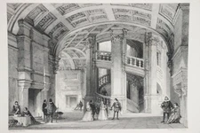 19th C Engraving France Chateau of Chambord by J Tingle King Louis XII Francis I