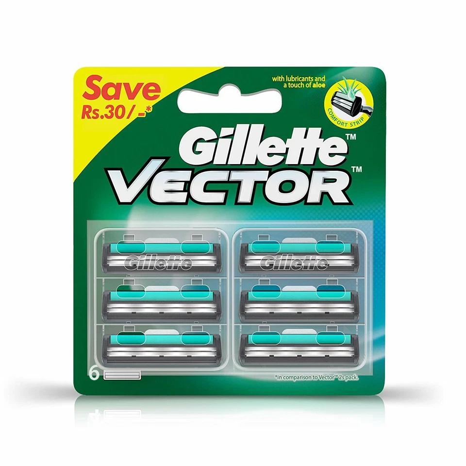 Gillette Vector Manual Shaving Razor Blades 6s Pack-