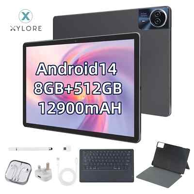 14 Zoll Tablet Ultra Big Android 14 512GBS Speicher 8GB RAM IPS Bundle Tastatur