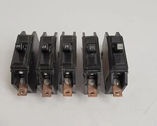 FPE 20 AMP CIRCUIT BREAKER 112020. 1 POLE 120V. LOT OF 5.