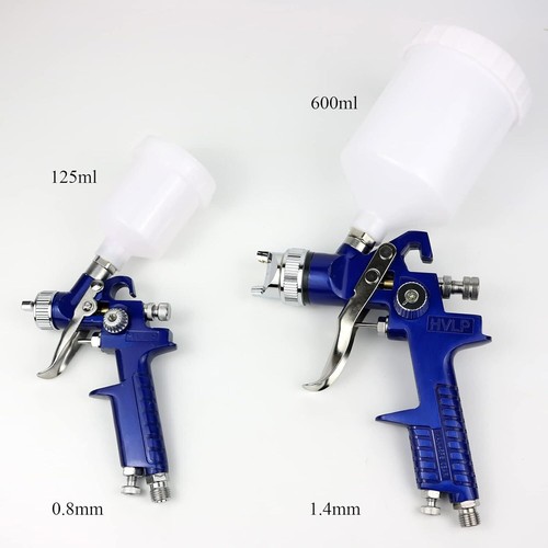 2 PCS Auto Paint HVLP Air Spray Gun Kit Gravity Feed Car Primer 0.8/1.4mm Nozzle - Picture 2 of 8