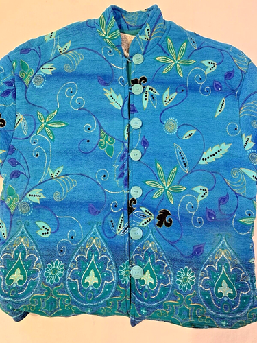 Globetrotter Fairy-Theme Jacket VTG Y2K Women's M Turquoise Colorful Puffy - Picture 3 of 14