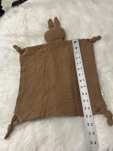Holde Modern Muslin Brown Bunny Rabbit Lovey Security Blanket Plush Cotton Knots - Picture 9 of 10