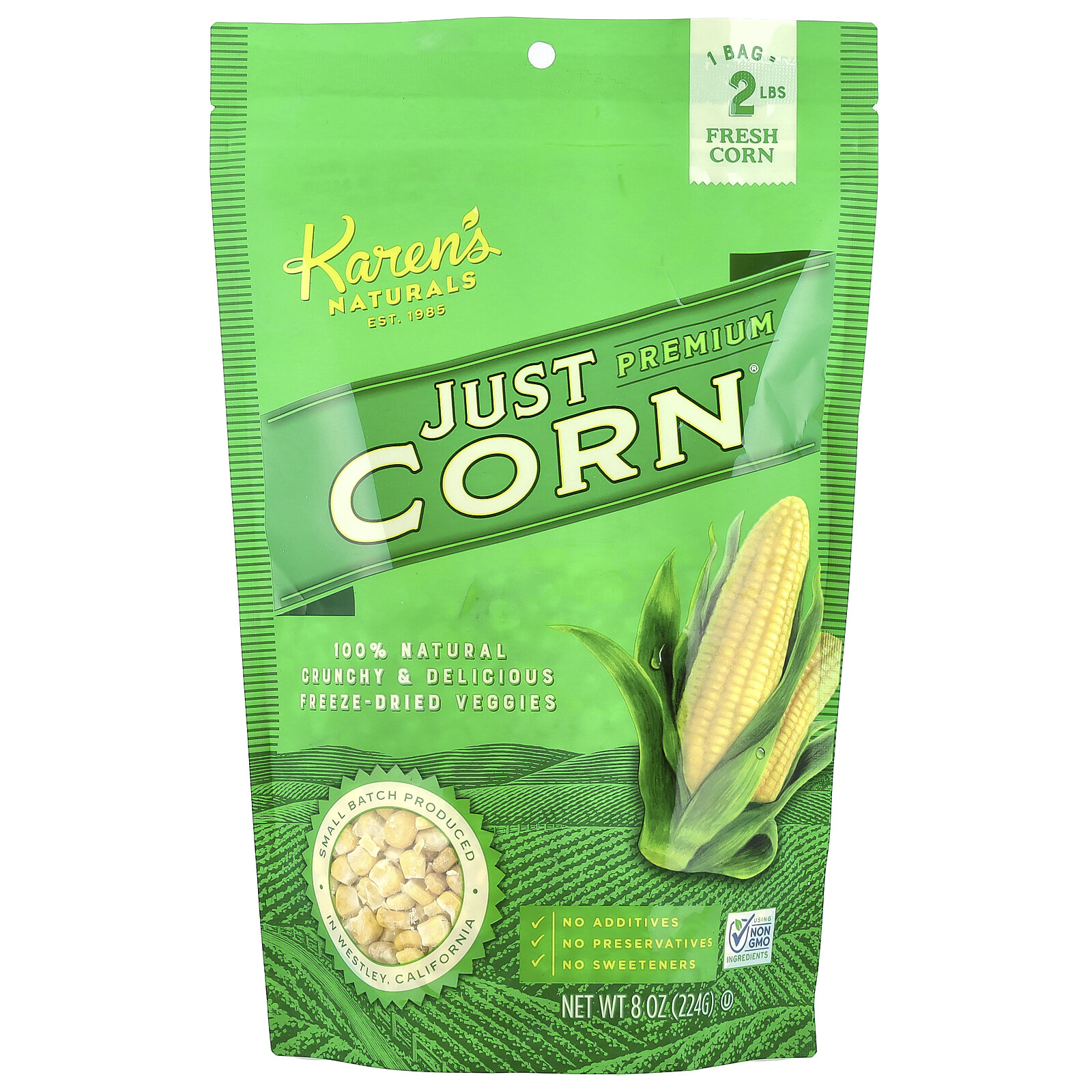 Karen s Naturals Премиум сублимированные овощи Just Corn 8 унций 224 г All-Natural 3190₽