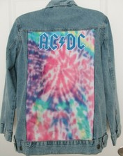 Ac/dc Denim Jean Jacket Blue Tie Dye Women's Size Large Nwt