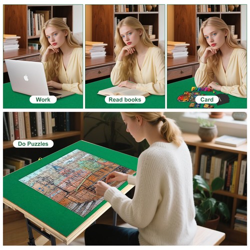 Mesa de rompecabezas con ajuste de ángulo y altura, tablero de rompecabezas con cubierta - Imagen 7 de 7