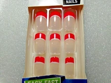 Broadway for Kiss Red & White French Glue On Nails Medium