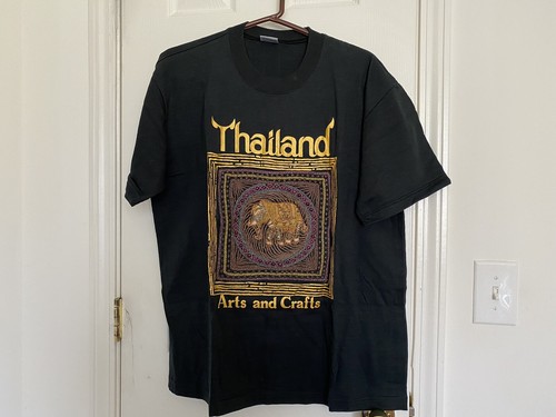 New Men's Chiang Mai Thailand T shirt Arts and Crafts 3D elephant SZ Large - Picture 6 of 8