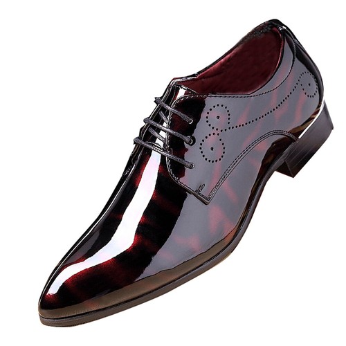 Para hombre Formal Patente Cuero Vestido Esmoquin Zapato Puntera Puntera Zapatos de Negocios Oxford - Imagen 2 de 15