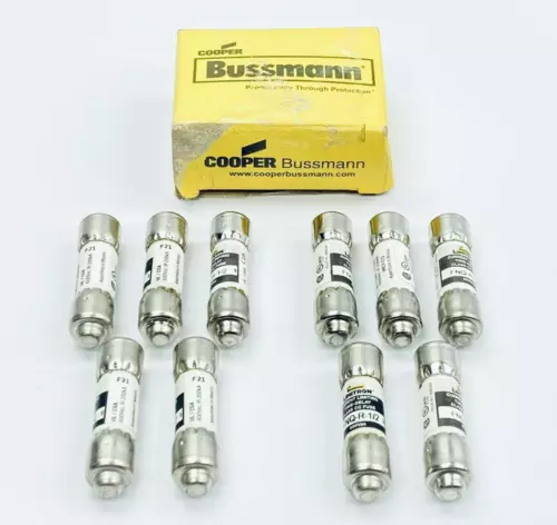 BOX OF 10 UNUSED EATON BUSSMANN FNQ-R-1/2 CLASS CC FUSE TIME DELAY 600VAC