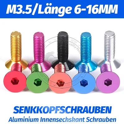 M3.5 Aluminium Senkkopfschrauben Farbig Eloxiert Innensechskant Schrauben 6-30mm - Bild 1 von 4