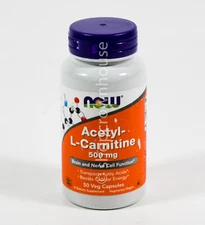 NOW 500mg ACETYL L-CARNITINE 50 capsules Brain & Nerve Cell Function 01/2028
