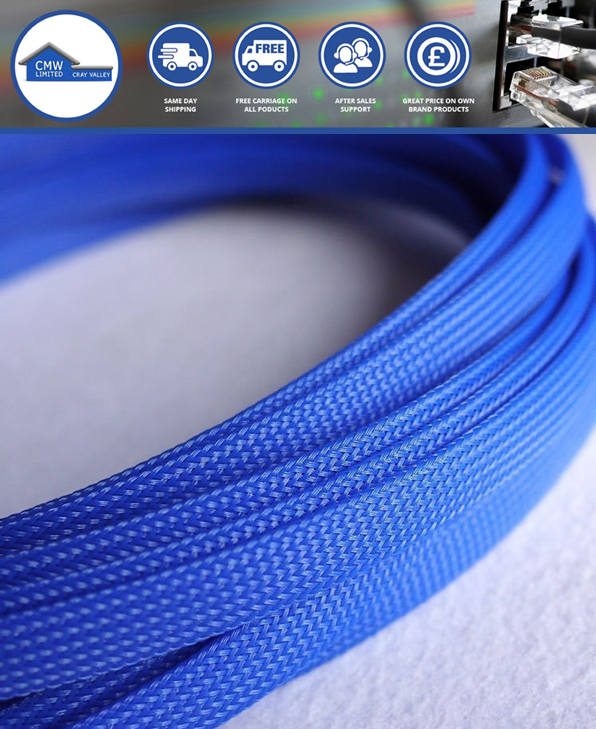 Coloured Braided Cable Sleeving Sock Expandable Sheath Wire Harness