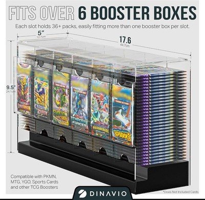 6-Slot Booster Pack Dispenser Acrylic with Black Base - Stackable
