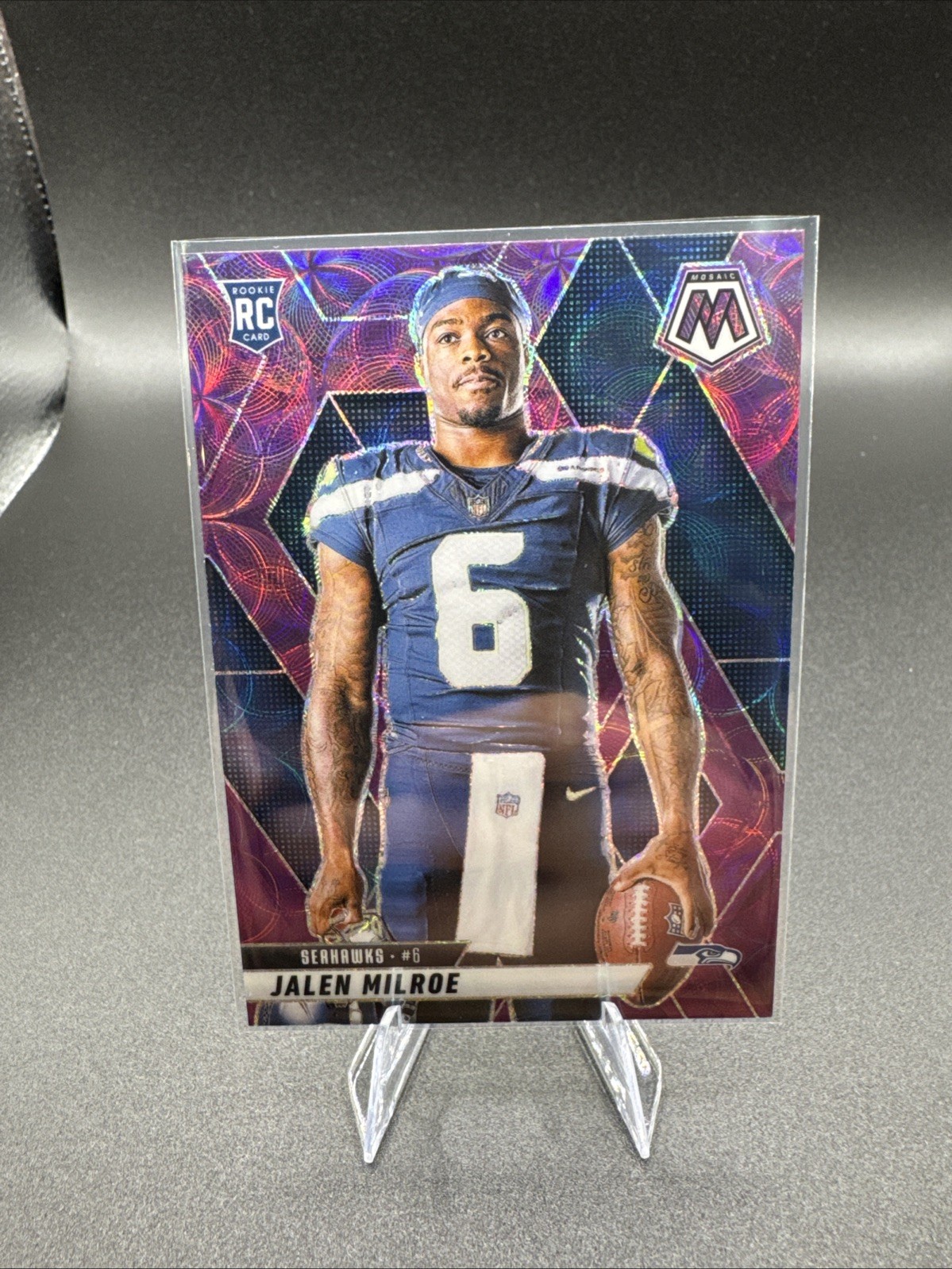 2025 Panini Mosaic Jalen Milroe Purple Scope Variation RC #283 Seattle Seahawks