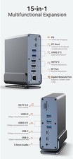 15 in 1 USB-C Docking Station 4K Vertical Hub with Triple Monitor ,RJ456793