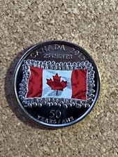 2015 Canada Flag Colored Twenty-Five Cents. MINT UNCIRCULATED  25-Cents Coin