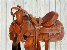 WESTERN HORSE SADDLE AMERICAN LEATHER TREELESS TRAIL PLEASURE SELLER USA 15 INCH