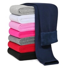 Girls Fleece Lined Leggings Cotton Kids Winter Warm 7-8 Years Navy Blue