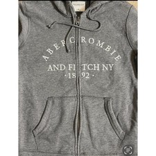 Y2K Vintage Abercrombie  Fitch Hoodie A F 1892 Medium Gray Full Zip Soft A F